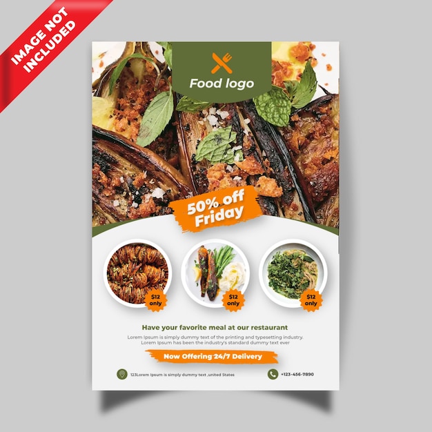 Vetor design de folheto de comida para restaurante