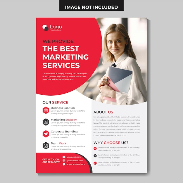 Design de folheto de marketing limpo criativo moderno vermelho vetor grátis