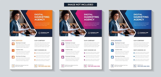 Design de folheto de negócios moderno e modelo de folheto de agência de marketing digital.