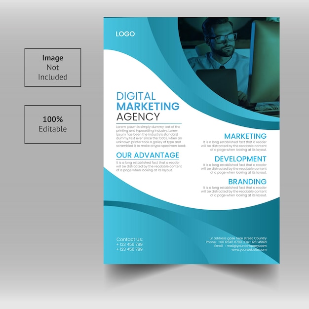 Design de folheto para agência de marketing digital criativa