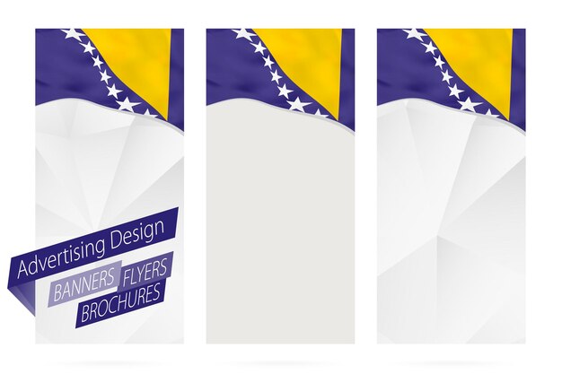 Design de folhetos de panfletos de banners com bandeira da bósnia e herzegovina