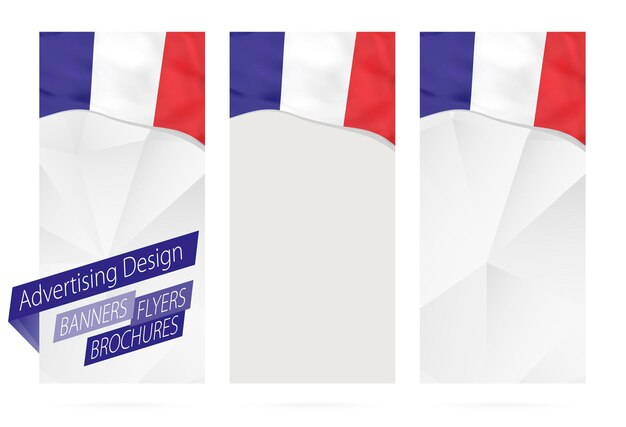 Design de folhetos de panfletos de banners com bandeira da frança