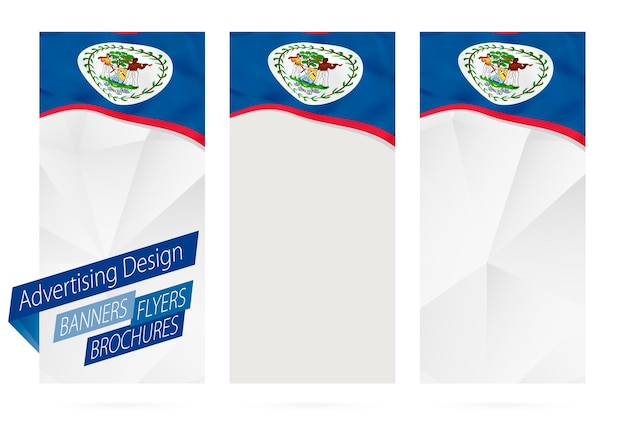 Design de folhetos de panfletos de banners com bandeira de belize