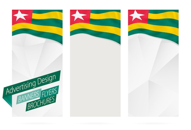 Design de folhetos de panfletos de banners com bandeira do togo