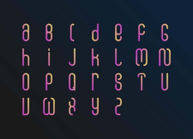 Vetor design de fonte moderno e minimalista com alfabeto gradiente para logotipo e branding e comércio eletrônico