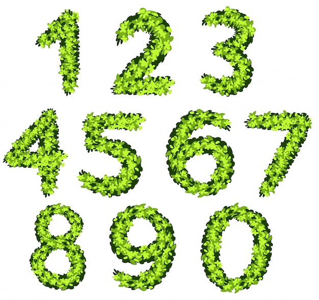 Design de fonte para números com textura de grama