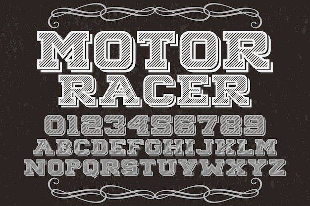 Design de fonte retro typeface motor racer