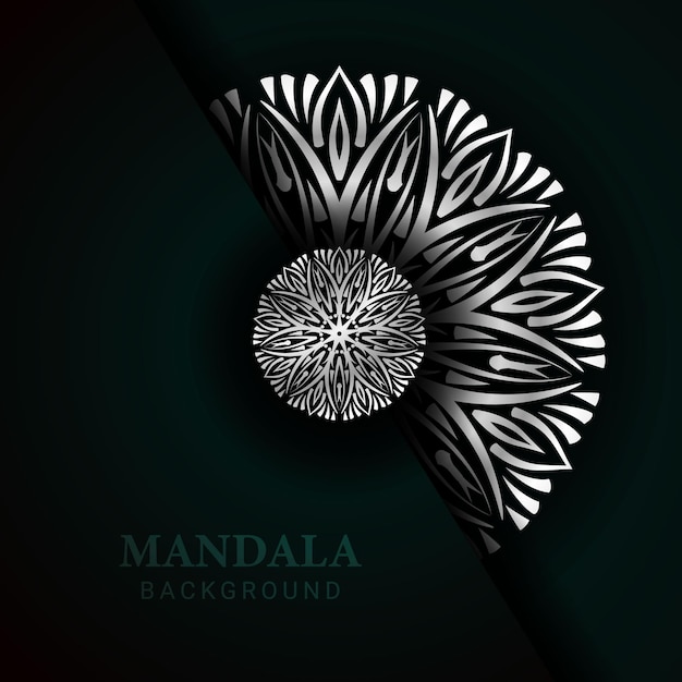 Vetor design de fundo abstrato mandala de cor prata