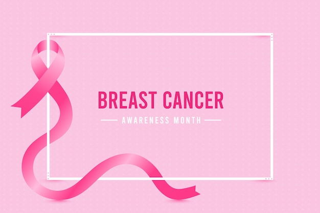 Design de fundo de banner de mídia social do mês de conscientização do câncer de mama com fita de seda rosa realista