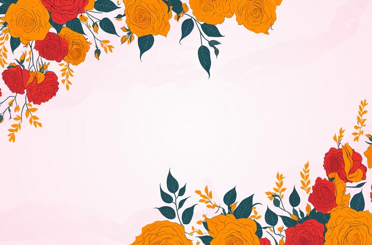Design de fundo de borda floral com lindas flores em aquarela desenhadas à mão