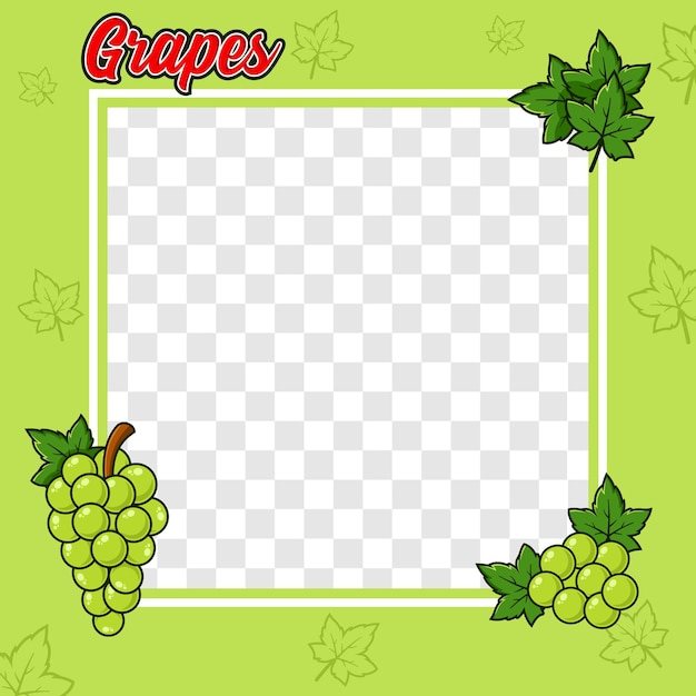 Design de fundo de capa de moldura de foto de frutas de uvas verdes