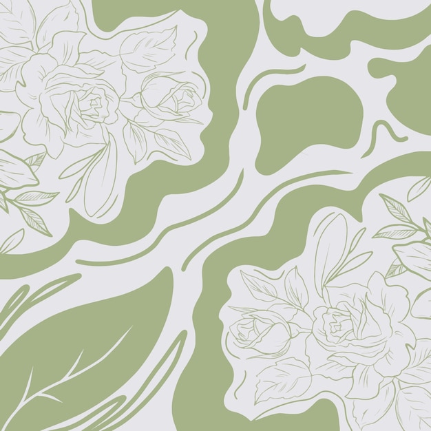 design de fundo de flor verde na moda mínimo abstrato
