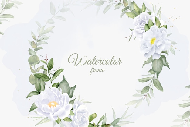 Design de fundo de grinalda floral aquarela elegante com peônia e folhas desenhadas à mão