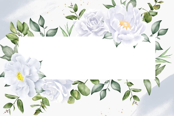 Vetor design de fundo de moldura floral aquarela elegante com peônia e folhas desenhadas à mão