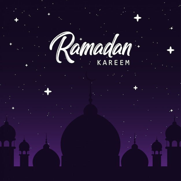 Design de fundo do ramadã no meio da noite