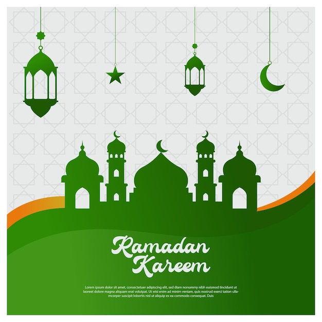 Design de fundo islâmico com ilustração de mesquita gradiente
