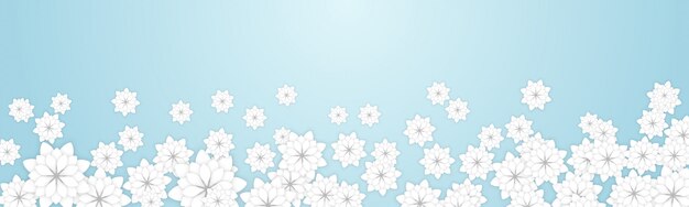 Design de fundo Primavera Floral Banner com flores elegantes de estilo simples branco