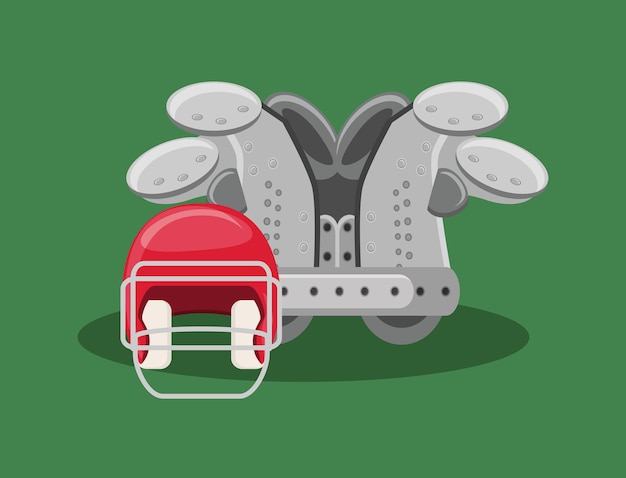 design de futebol americano com capacete e almofadas de ombro