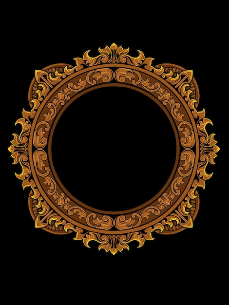 Vetor design de gravura de círculo de cor ouro retrô vintage para ornamento