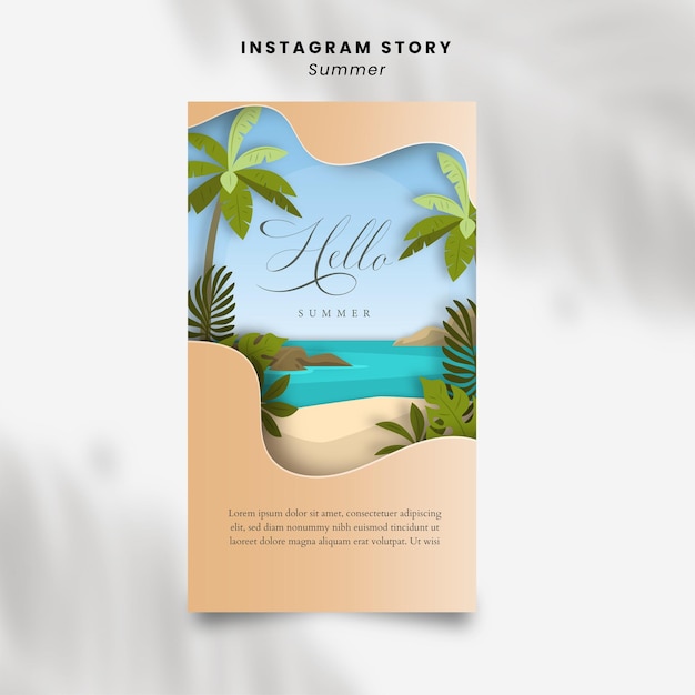 Vetor design de história do instagram de verão