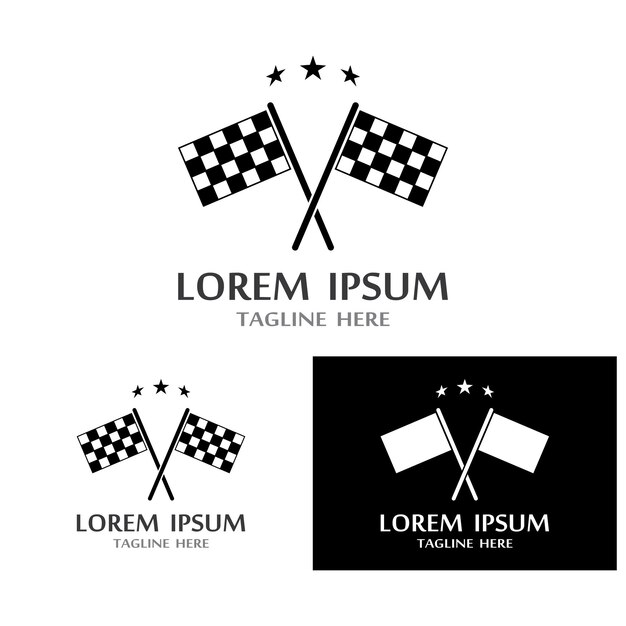 Design de ícone de logotipo de bandeira de corrida