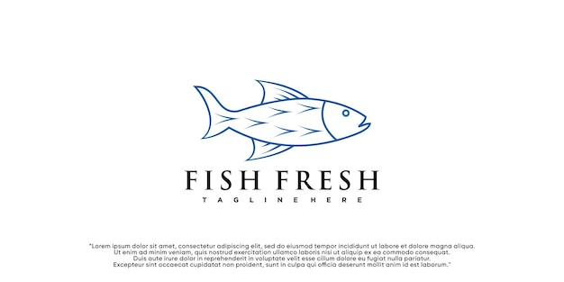 Design de ícone de logotipo de peixe com conceito simples vetor premium