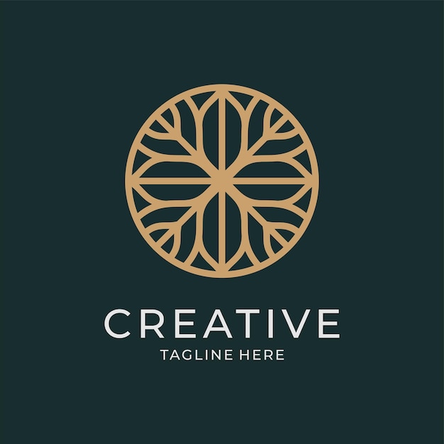 Design de ícone de logotipo monoline floral vetor abstrato Modelo de símbolo de logotipo de ornamento vetorial luxo