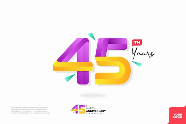 Design de ícone de logotipo número 45 aniversário de 45 anos número de logotipo 45