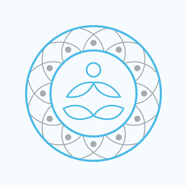 Vetor design de ícone de símbolo de mandala e ioga ícone plano de pose de meditação