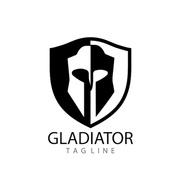 Design de ícone de vetor de modelo de logotipo de capacete espartano de máscara de gladiador