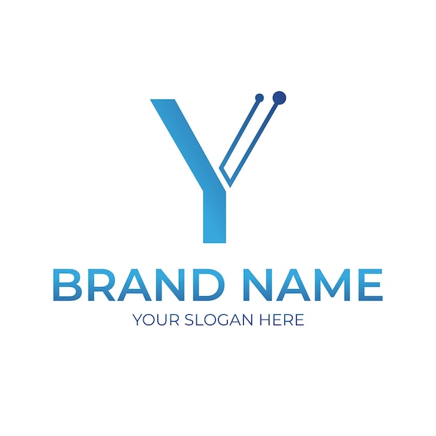 Design de ícone do logotipo azul do alfabeto Y