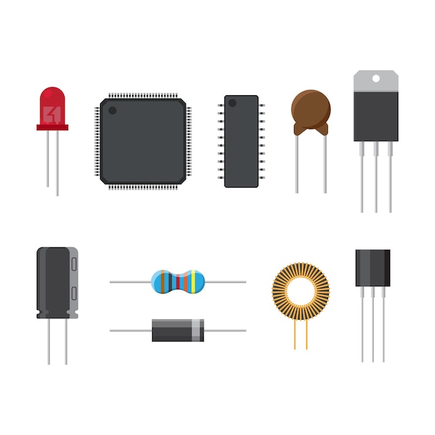 Vetor design de ícone plano de parte eletrônica