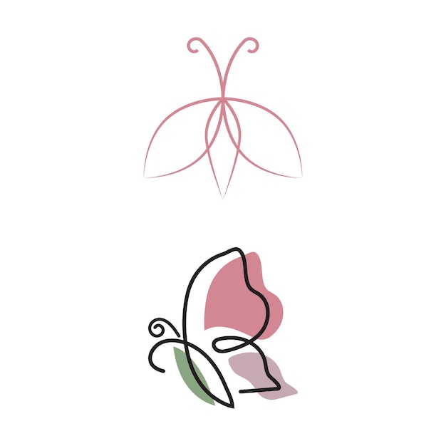 Design de ícone vetorial de logotipo de borboleta de beleza