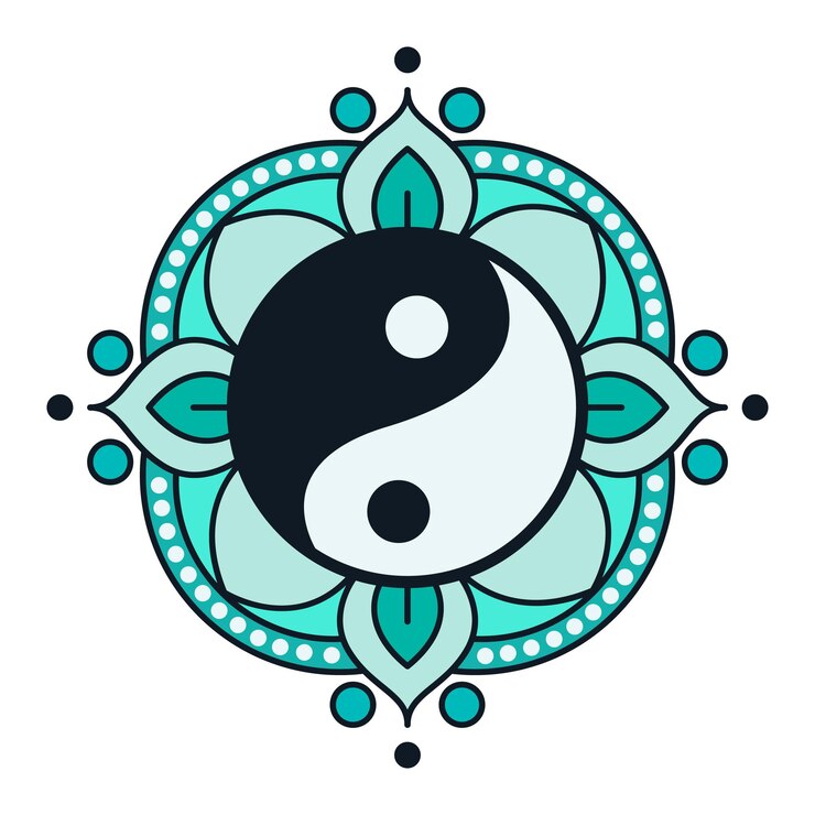 Vetor design de ícones vetoriais coloridos de mandala yin yang ícone plano
