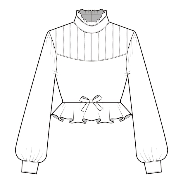 Vetor design de ilustração de blusa gibson desenho plano moda esboços planos