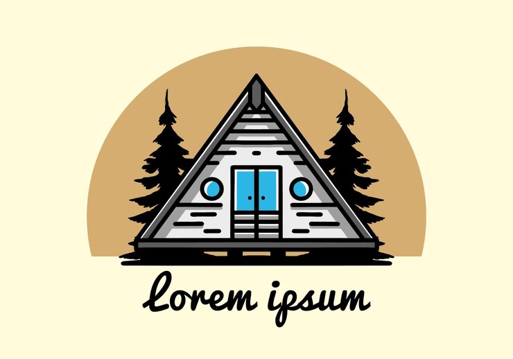 Vetor design de ilustração de cabine de madeira triangular
