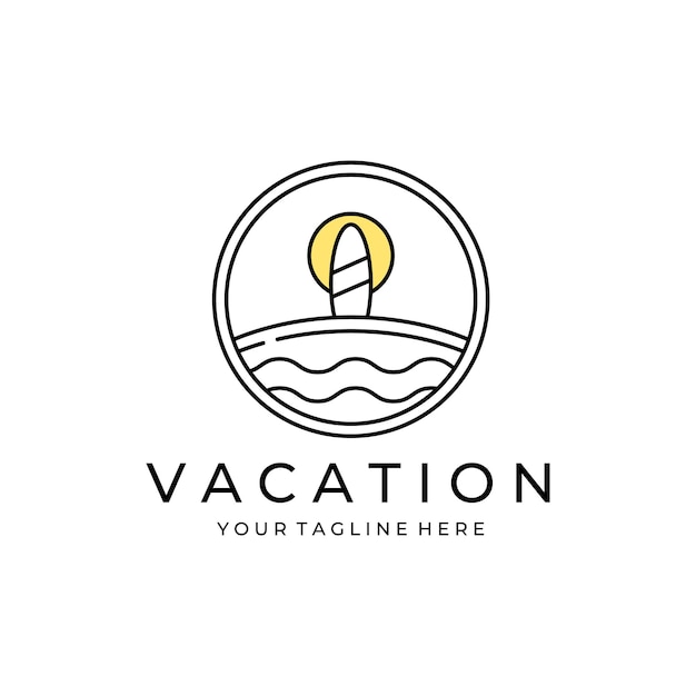 Design de ilustração de conceito de logotipo de vetor de férias de viagem de verão