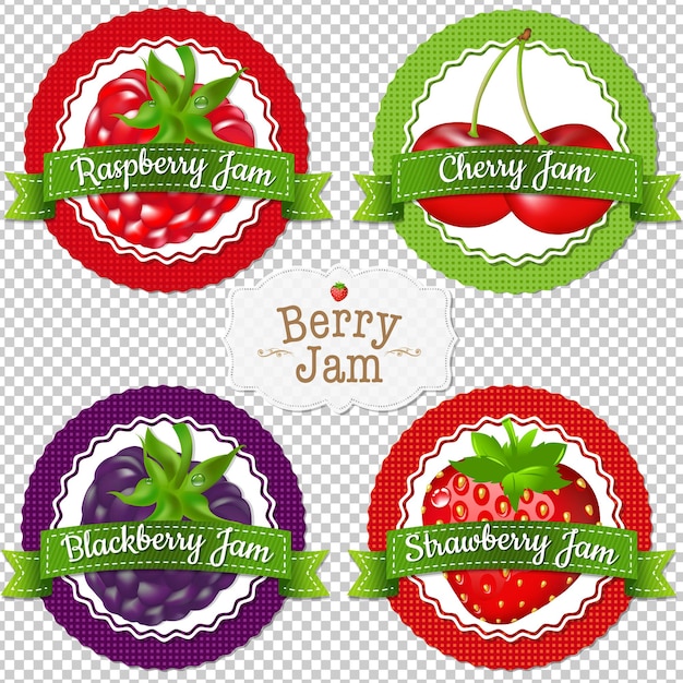 Design de ilustração de conjunto de rótulos de frutas vermelhas