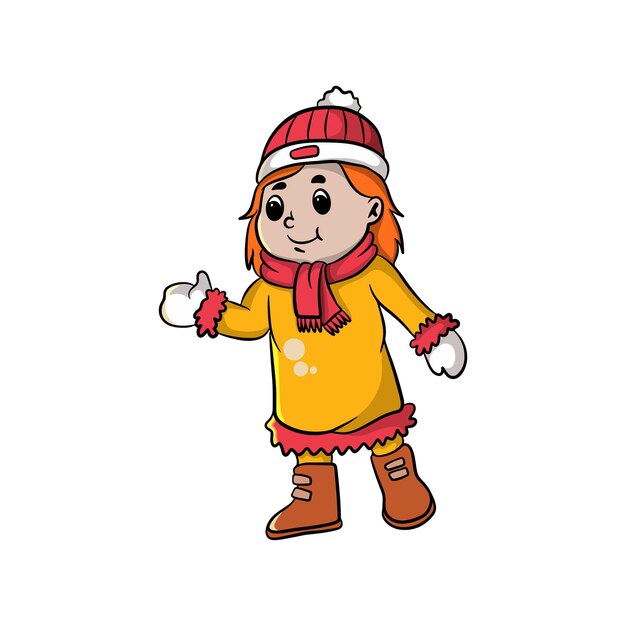 Design de ilustração de desenho animado de criança bonita feliz celebrando o Natal
