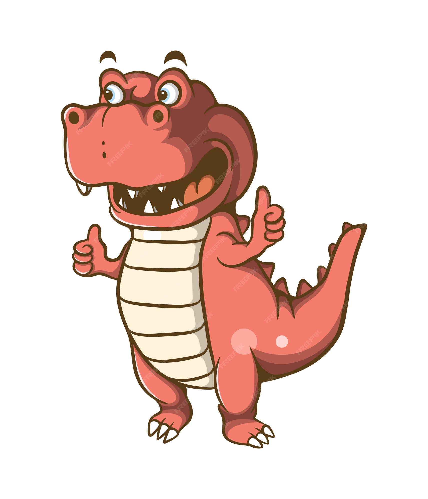 Desenho de dinossauro fofo posando com sorrindo fotomural