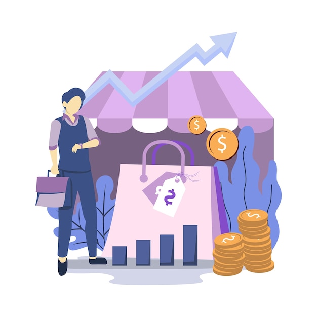 Design de ilustração de estilo simples de investimento de marketing