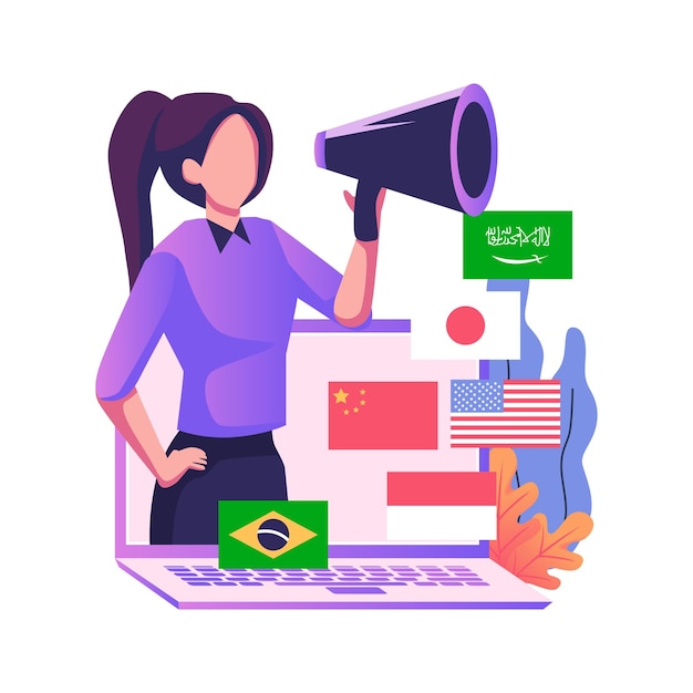 Vetor design de ilustração de estilo simples de tradução de idiomas