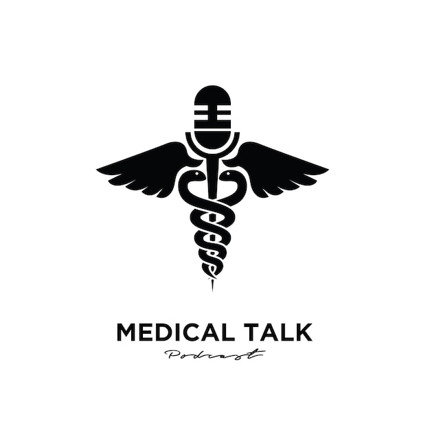 Design de ilustração de ícone de logotipo de podcast médico médico