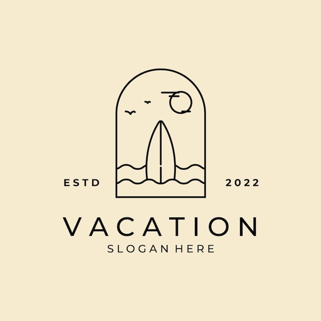 Vetor design de ilustração de ícone de vetor de logotipo de placa de surf minimalista