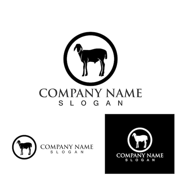 Design de ilustração de ícone de vetor de modelo de logotipo de cabra