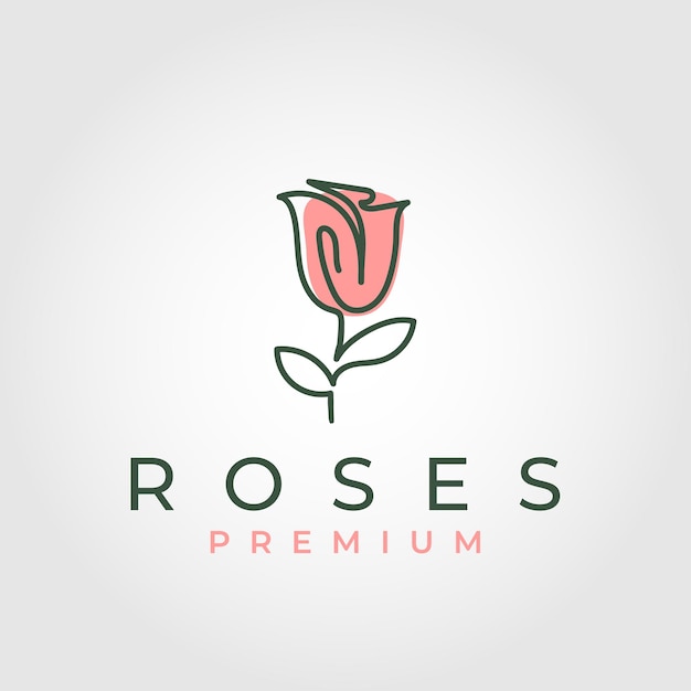 Design de ilustração de ícone de vetor de símbolo de logotipo simples de flor rosa