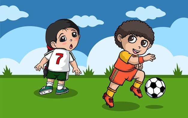 Design de ilustração de jogadores de futebol infantil