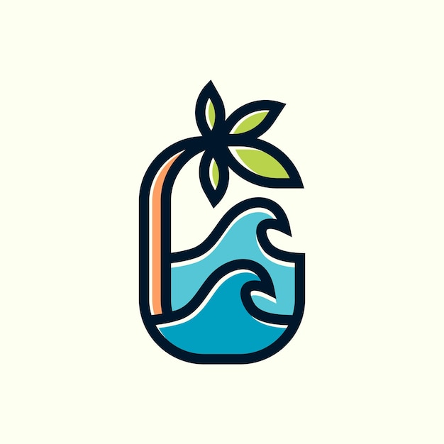 Design de ilustração de logotipo de onda tropical moderna