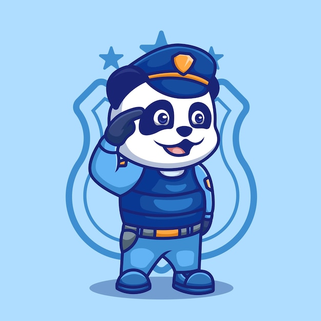 Design de ilustração de personagem de desenho animado criativo panda police