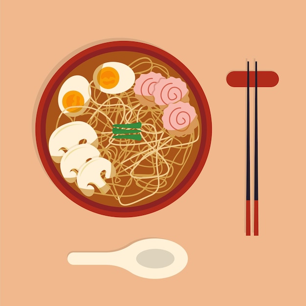 Design de ilustração de ramen japonês